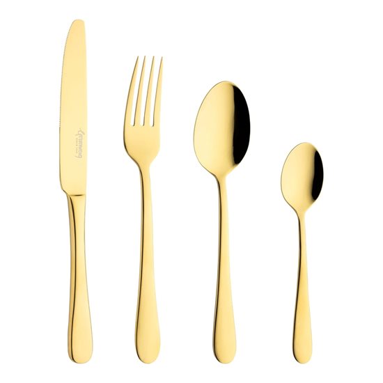 Cutlery set, stainless steel, 16 pieces, "Windsor", golden - Grunwerg