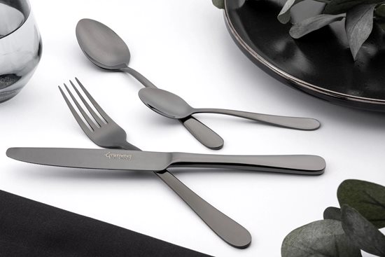 Cutlery set, stainless steel, 16 pieces, "Windsor", black - Grunwerg