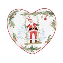 Heart-shaped plate, porcelain, 20x19 cm, "JOYFUL SANTA" - Nuova R2S brand