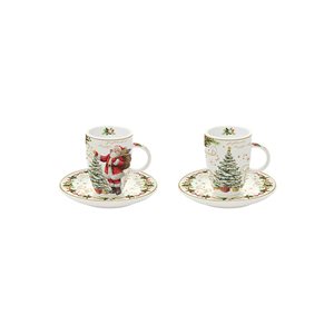 Set of 2 coffee cups with saucers, made of porcelain, 50 ml, "MAGIC CHRISTMAS" - Nuova R2S brand