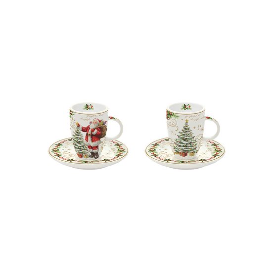 2 db kávéscsésze készlet csészealjjal, porcelánból, 50 ml, "MAGIC CHRISTMAS" - Nuova R2S márka