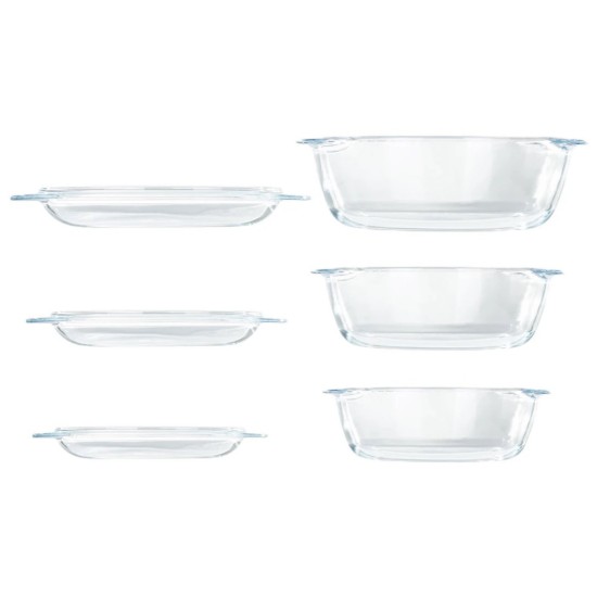 Set of 3 food storage containers, made from heat-resistant glass, "Essentials" - Pyrex
