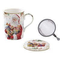 Mug with lid and infuser, 350 ml, "SANTA IS COMING" - Nuova R2S brand