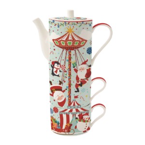 Zestaw do serwowania herbaty, porcelana, "SANTA'S CAROUSEL" - marka Easy Life