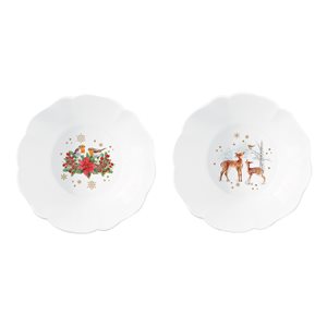 Set of 2 porcelain bowls, 14 cm, "CHRISTMAS MELODY" - Nuova R2S 