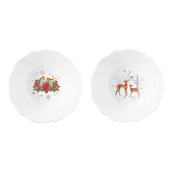 Sada 2 porcelánových misek, 14 cm, "CHRISTMAS MELODY" - Nuova R2S