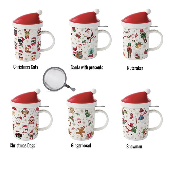 Mug with lid and infuser, 370 ml, "CHRISTMAS FRIENDS" - Nuova R2S brand
