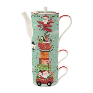 Zestaw do serwowania herbaty, porcelana, "SANTA'S FRIENDS" - marka Easy Life