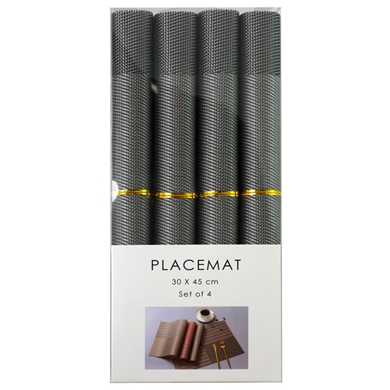 Set of 4 placemats, 45 x 30 cm, Grey