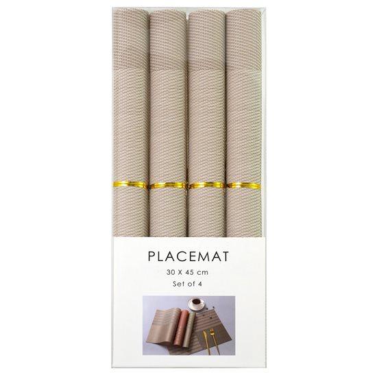 Set van 4 placemats, 45 x 30 cm, Beige