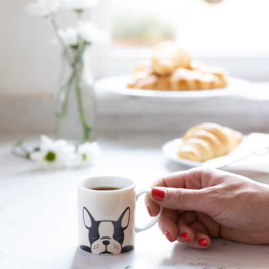 Tasse à espresso en porcelaine, modèle "French bulldog", 80 ml - par Kitchen Craft