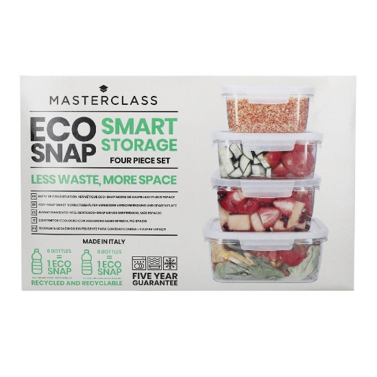 Sett med 4 "Eco Smart Snap" matoppbevaringsbeholdere, "MasterClass" – Kitchen Craft