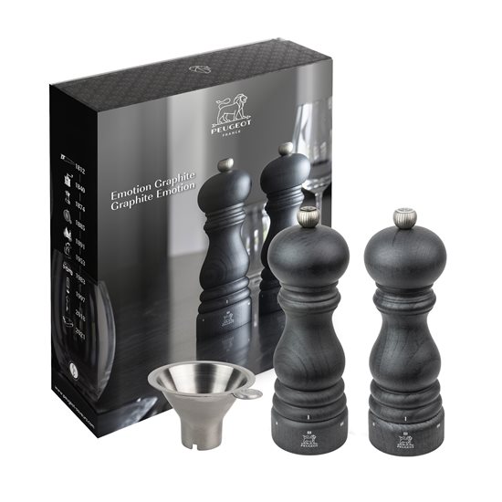 Set mlinčkov za sol in poper, 18 cm, "Paris Graphite u'Select", z lijakom – Peugeot