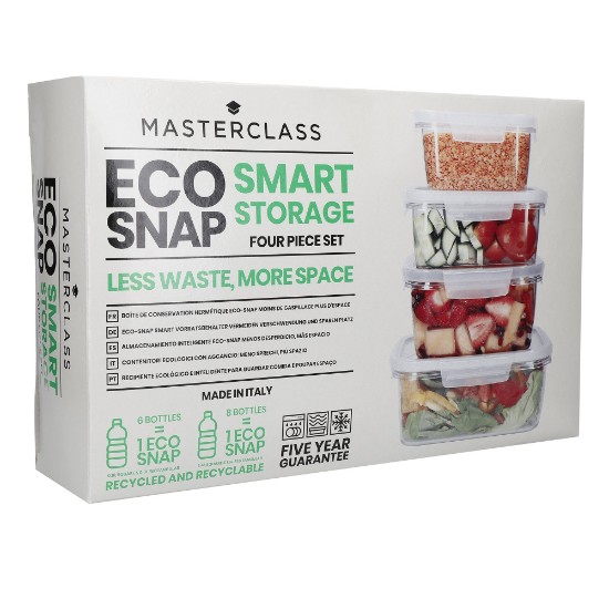 Sett med 4 "Eco Smart Snap" matoppbevaringsbeholdere, "MasterClass" – Kitchen Craft