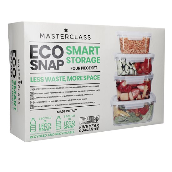 Set med 4 "Eco Smart Snap" matförvaringsbehållare, "MasterClass" – Kitchen Craft