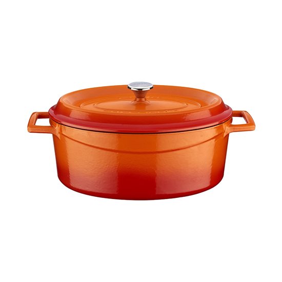 Oval saucepan, cast iron, 27cm/3.91L "Trendy", orange - LAVA