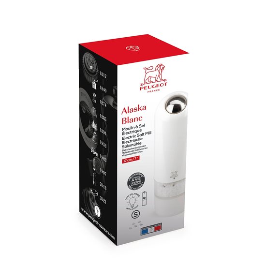 Electric salt grinder, 17 cm, "Alaska", White - Peugeot