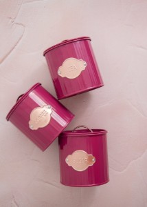 Set of 3 containers for tea, coffee and sugar, 1L, Burgundy - Kitchen Craft