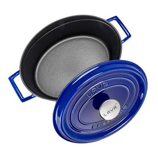 Oval saucepan, cast iron, 29cm/4.7L "Premium", Blue - LAVA