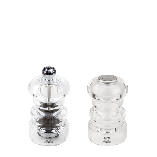 Set of pepper grinder and salt container, 9 cm, acrylic, "Nancy" – Peugeot