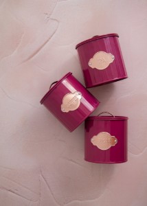 Set of 3 containers for tea, coffee and sugar, 1L, Burgundy - Kitchen Craft