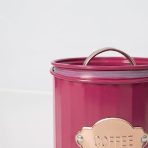Set of 3 containers for tea, coffee and sugar, 1L, Burgundy - Kitchen Craft