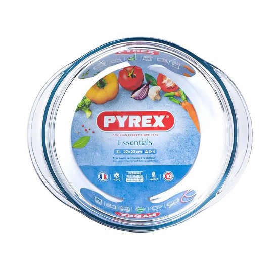 Okrúhla miska, vyrobená zo žiaruvzdorného skla, 2,2 l + 0,8 l, "Essentials" - Pyrex