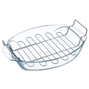 Oval roaster dish with rack, heat-resistant glass, 4 L, "Let's Share" - Pyrex