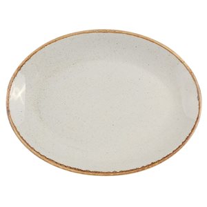 Assiette plate ovale, 36 cm, grise, "Seasons" - Porland