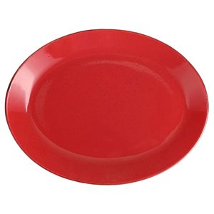 Oval tallerken, porcelæn, 31cm, "Seasons", Rød - Porland
