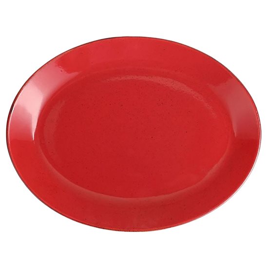 Oválný talíř, porcelán, 31cm, "Roční období", Červená - Porland