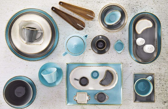 Plate for serving breakfast, porcelain, 13 × 8.5 cm, turquoise, "Seasons" - Porland