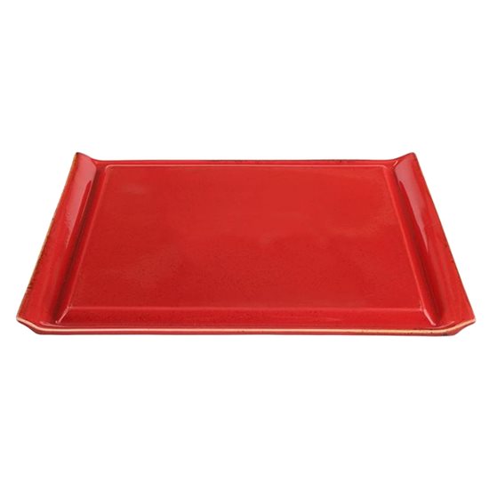 Steak platter, porcelain, 32x26cm, "Seasons", Red - Porland