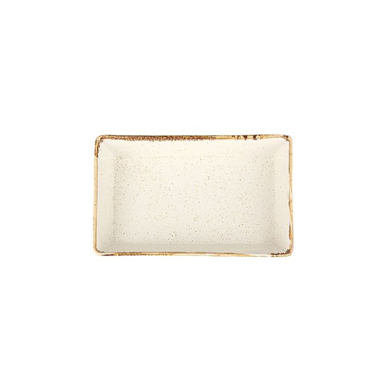 Plate for serving breakfast, porcelain, 13 × 8.5 cm, beige, "Seasons" - Porland