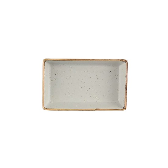 Plate for serving breakfast, porcelain, 13 × 8.5 cm, grey, "Seasons" - Porland