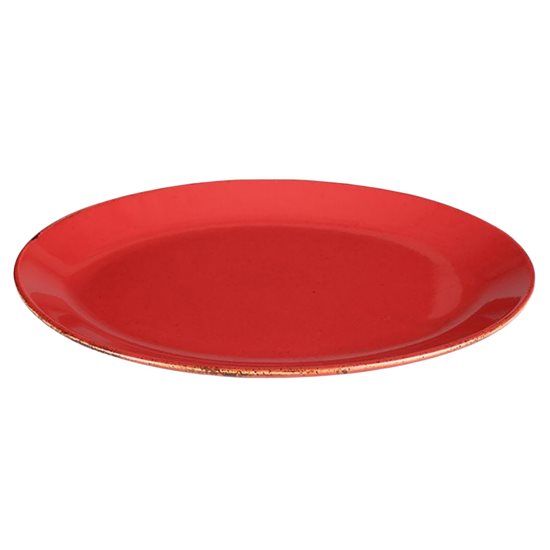 Oval tabak, porselen, 31cm, "Mevsimler", Kırmızı - Porland