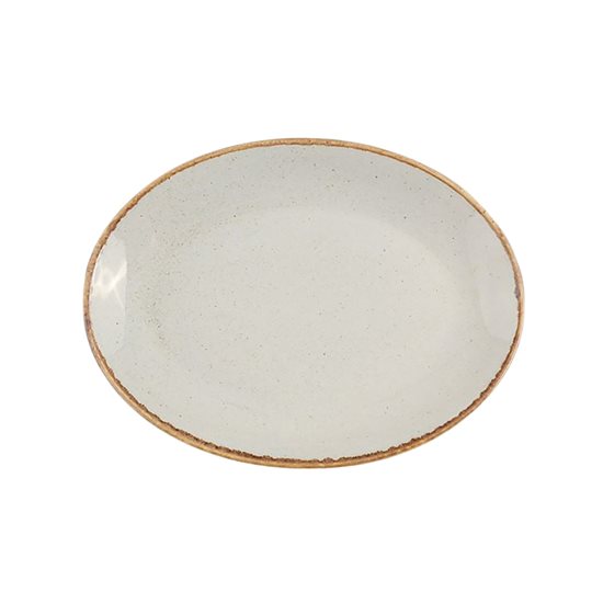 Oval tallerken, porselen, 24cm, "Seasons", Grå - Porland