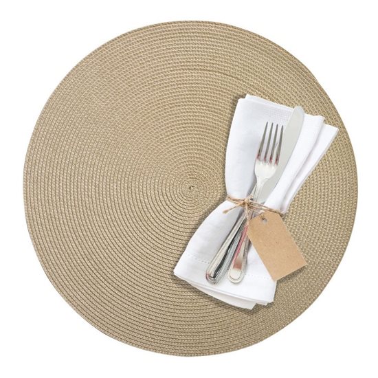 Round shaped table mat, 38 cm, "Circle", Ivory - Saleen