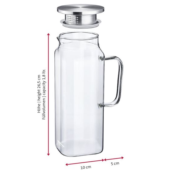 Garrafa de água, em vidro, 1,8 L, "Puro" - Westmark