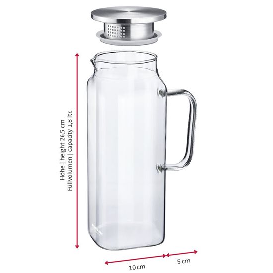 Carafe uisce, déanta as gloine, 1,8 L, "Puro" - Westmark