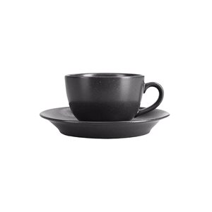 Tea cup with saucer, porcelain, 250ml, "Seasons", Black - Porland