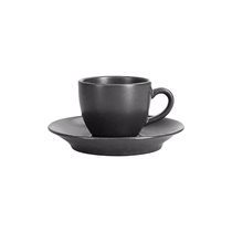 Coffee cup with saucer, porcelain, 80ml, "Seasons", Black - Porland