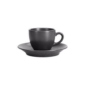 Чаша за кафе с чинийка, порцелан, 80мл, "Seasons", черна - Porland