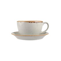 Tea cup with saucer, porcelain, 320ml, "Seasons", Grey - Porland
