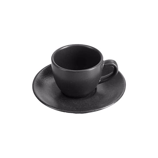 Coffee cup with saucer, porcelain, 80ml, "Seasons", Black - Porland