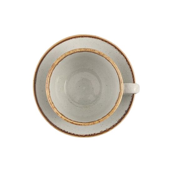 Taza de té con platillo, porcelana, 320ml, "Seasons", Gris - Porland