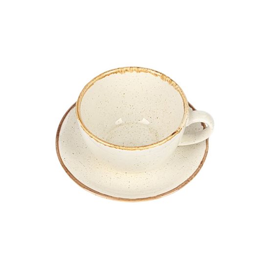 Tea cup and saucer set, porcelain, 370 ml, Seasons, Beige - Porland