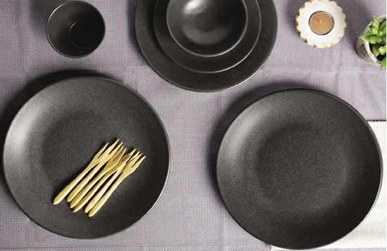 Porselen yemek tabağı, 18 cm, siyah, "Seasons" - Porland