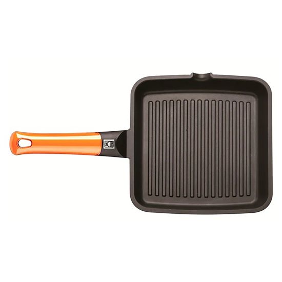 Pan grill cearnach, alúmanam, 28x28 cm, "Efficient Orange" - BRA