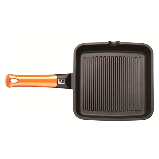 Square grill pan, aluminum, 28x28 cm, "Efficient Orange" - BRA